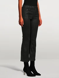 Le Crop Mini Bootcut Croc-Embossed Jeans