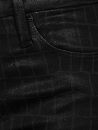 Le Crop Mini Bootcut Croc-Embossed Jeans