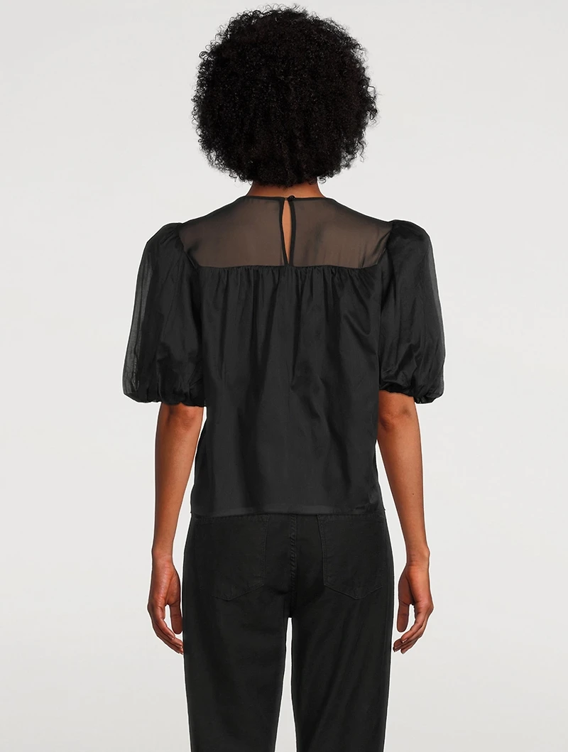 Sheer Inset Silk Blouse