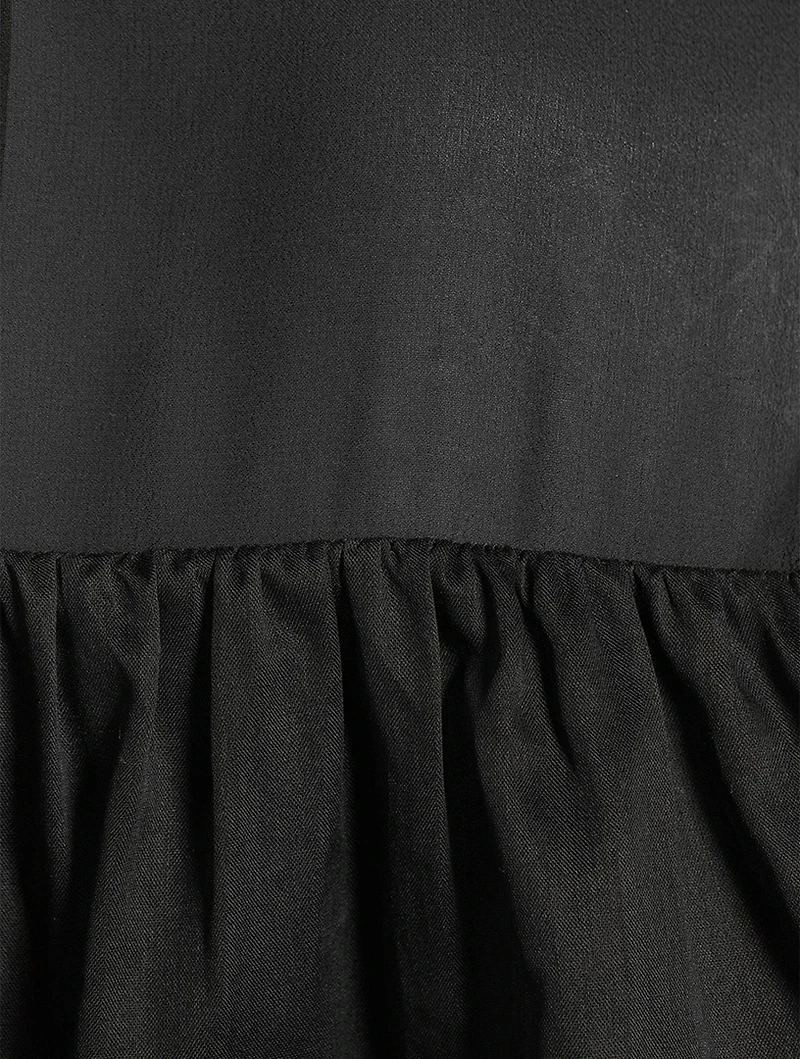 Sheer Inset Silk Blouse