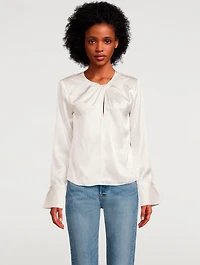 Twist-Neck Silk Blouse