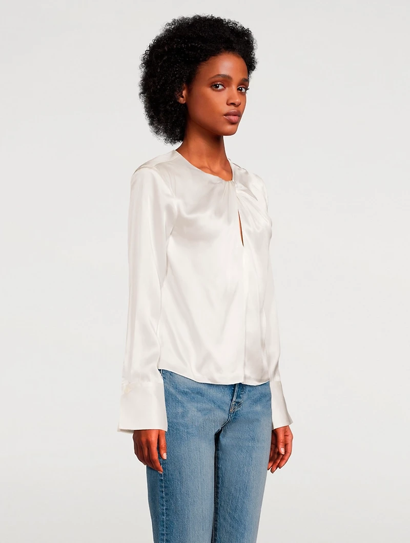 Twist-Neck Silk Blouse