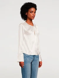 Twist-Neck Silk Blouse