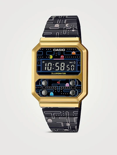 PAC-MAN Casio Vintage Resin And Stainless Steel Watch
