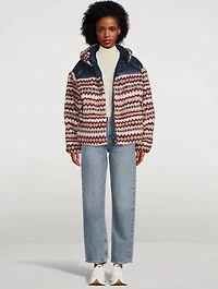 Joelle Sherpa Down Puffer Jacket Fairisle Print
