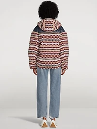 Joelle Sherpa Down Puffer Jacket Fairisle Print