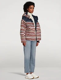Joelle Sherpa Down Puffer Jacket Fairisle Print