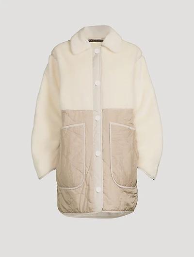 Reversible Shearling Combo Quilted Coat
