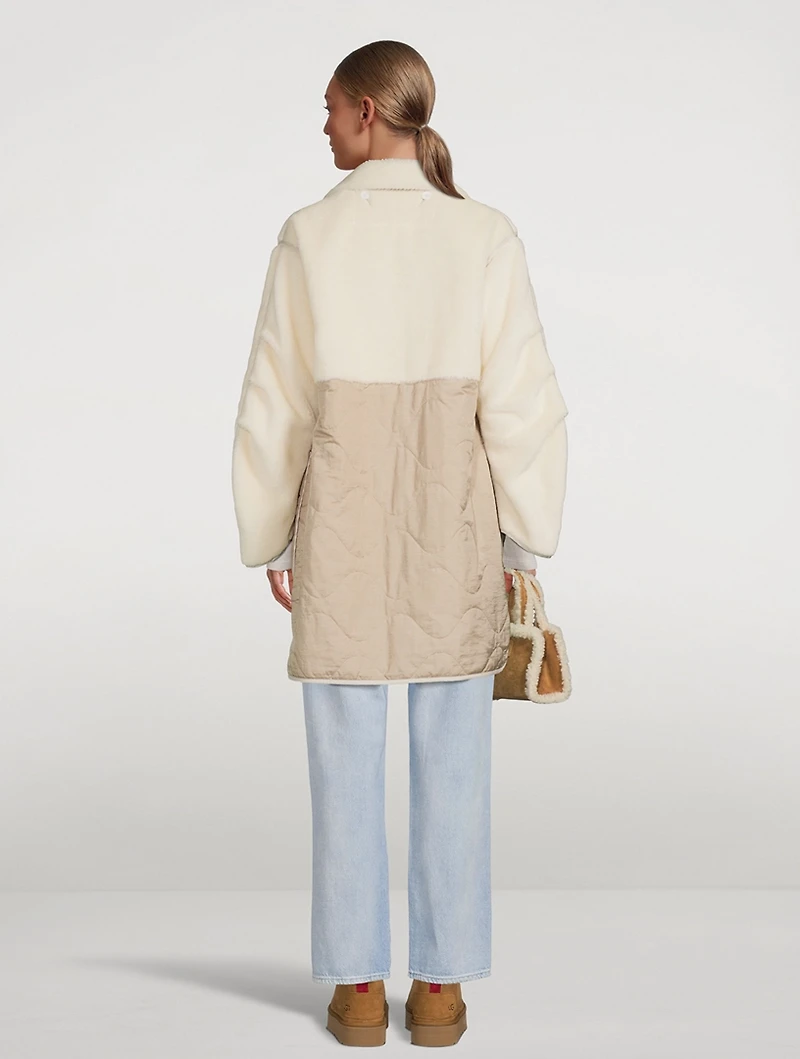 Reversible Shearling Combo Quilted Coat