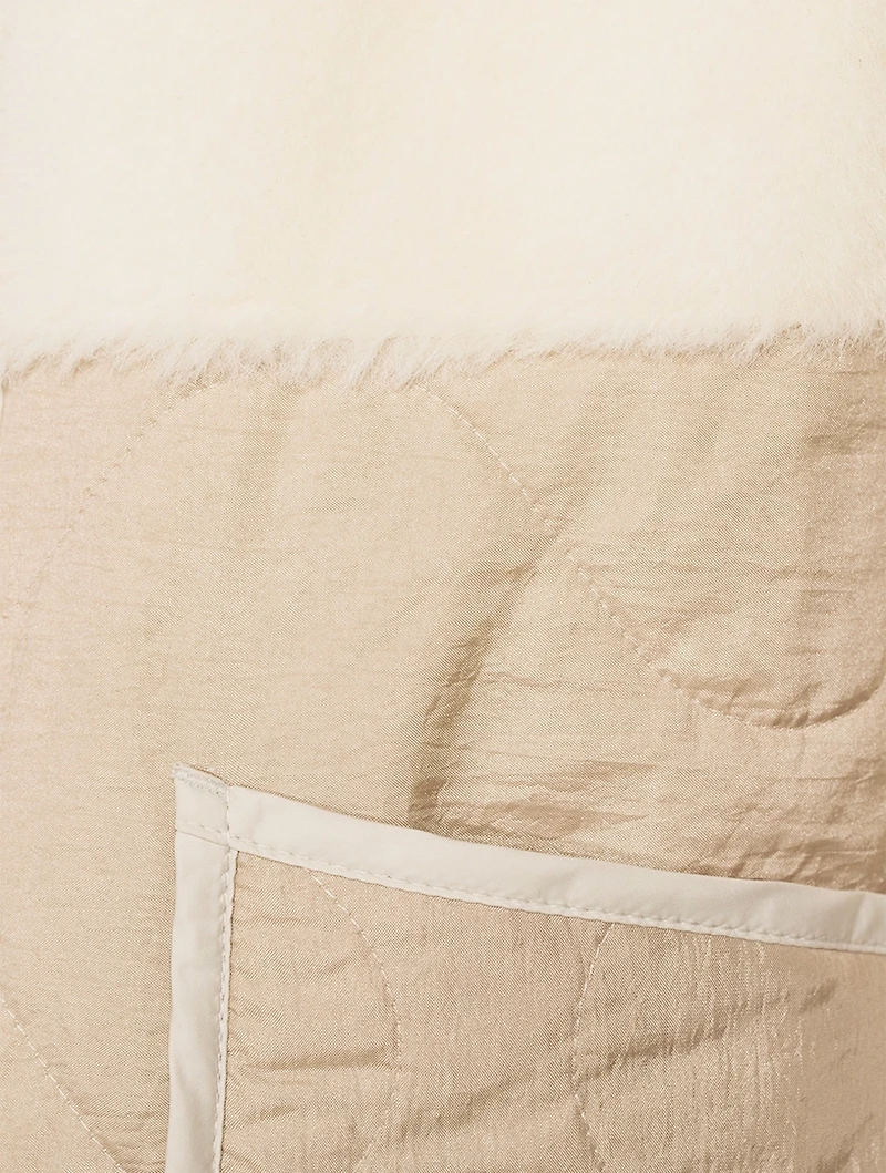 Reversible Shearling Combo Quilted Coat