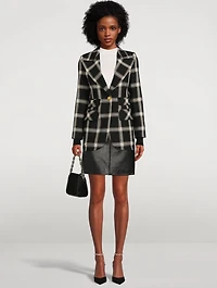 Birkin Ribbed-Cuff Blazer Plaid Print