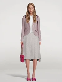 Pouf-Sleeve Herringbone Wool Blazer