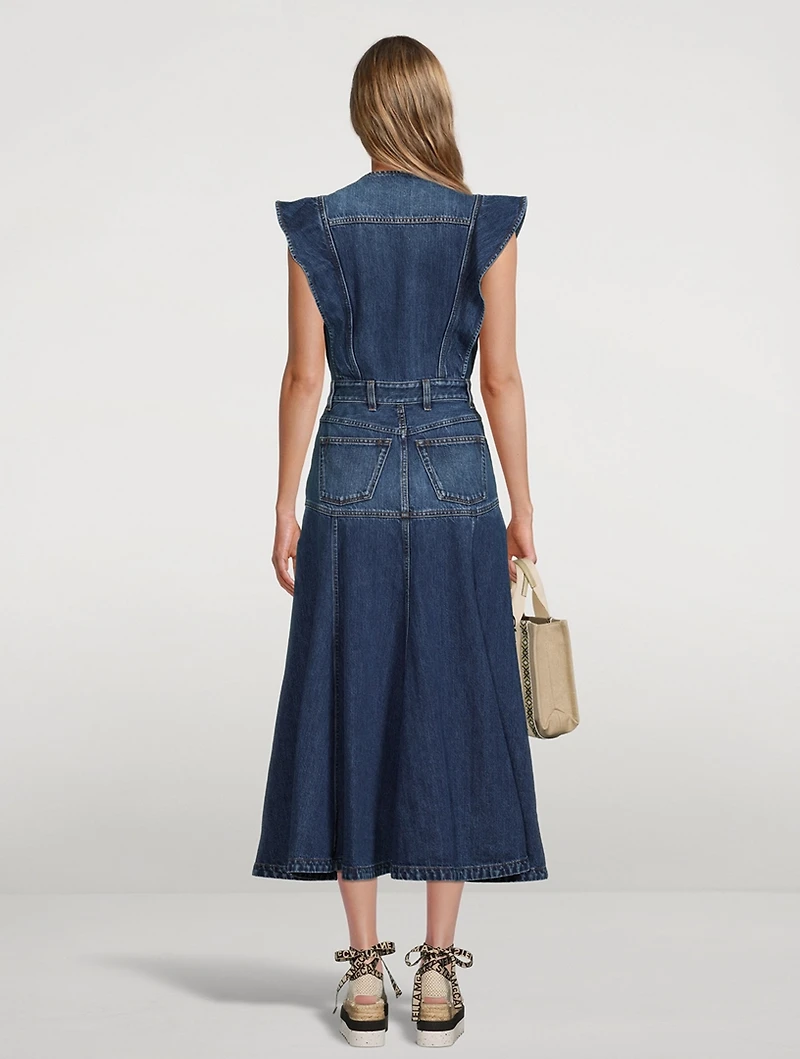 Denim Sleeveless Midi Dress