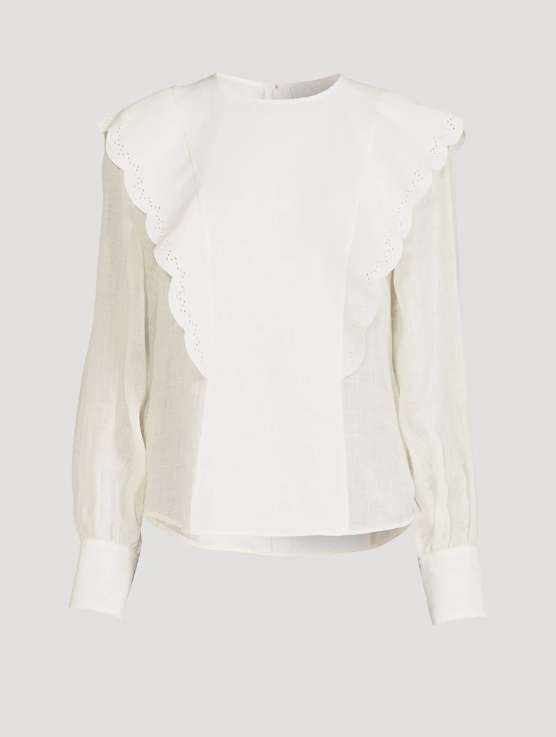 Ruffled Linen Blouse