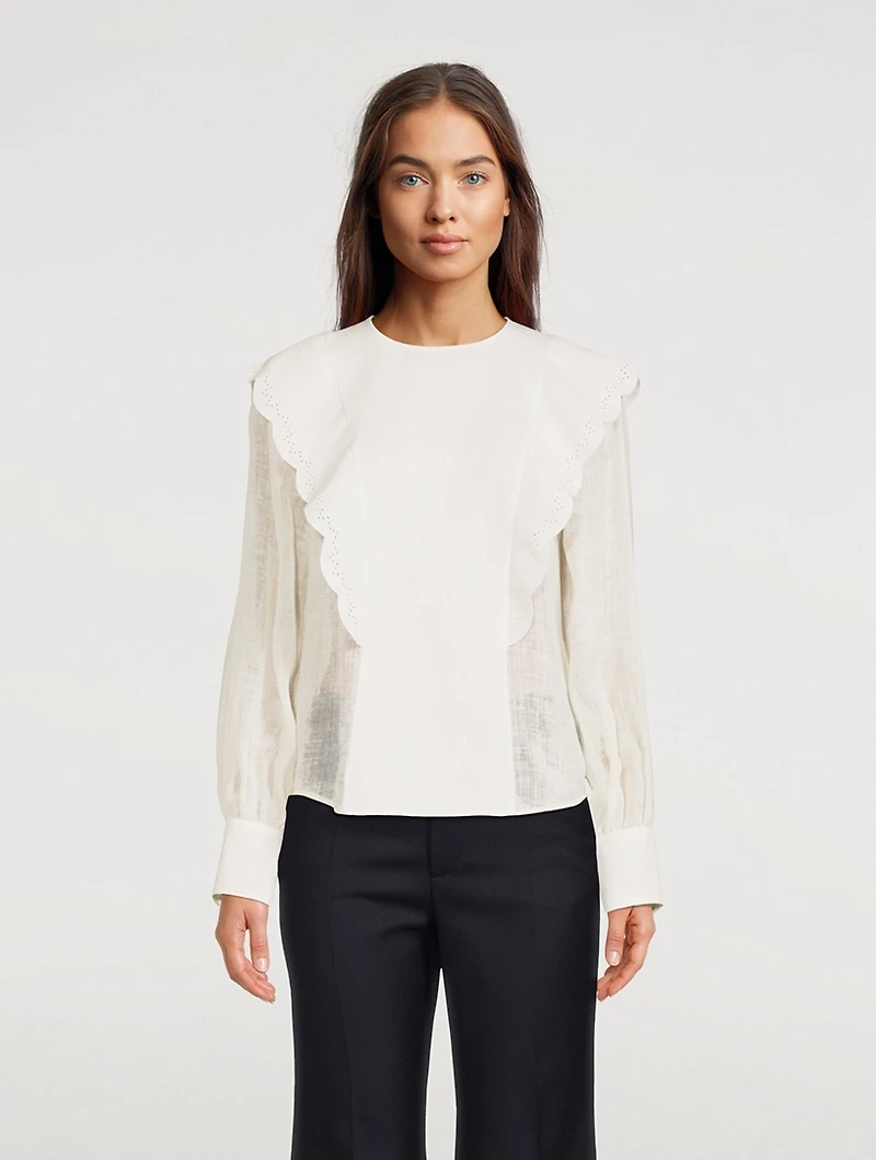 Ruffled Linen Blouse