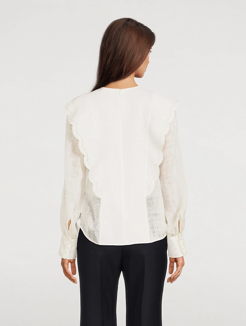 Ruffled Linen Blouse