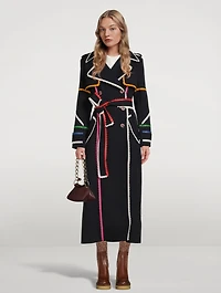 Scallop-Trimmed Wool Trench Coat