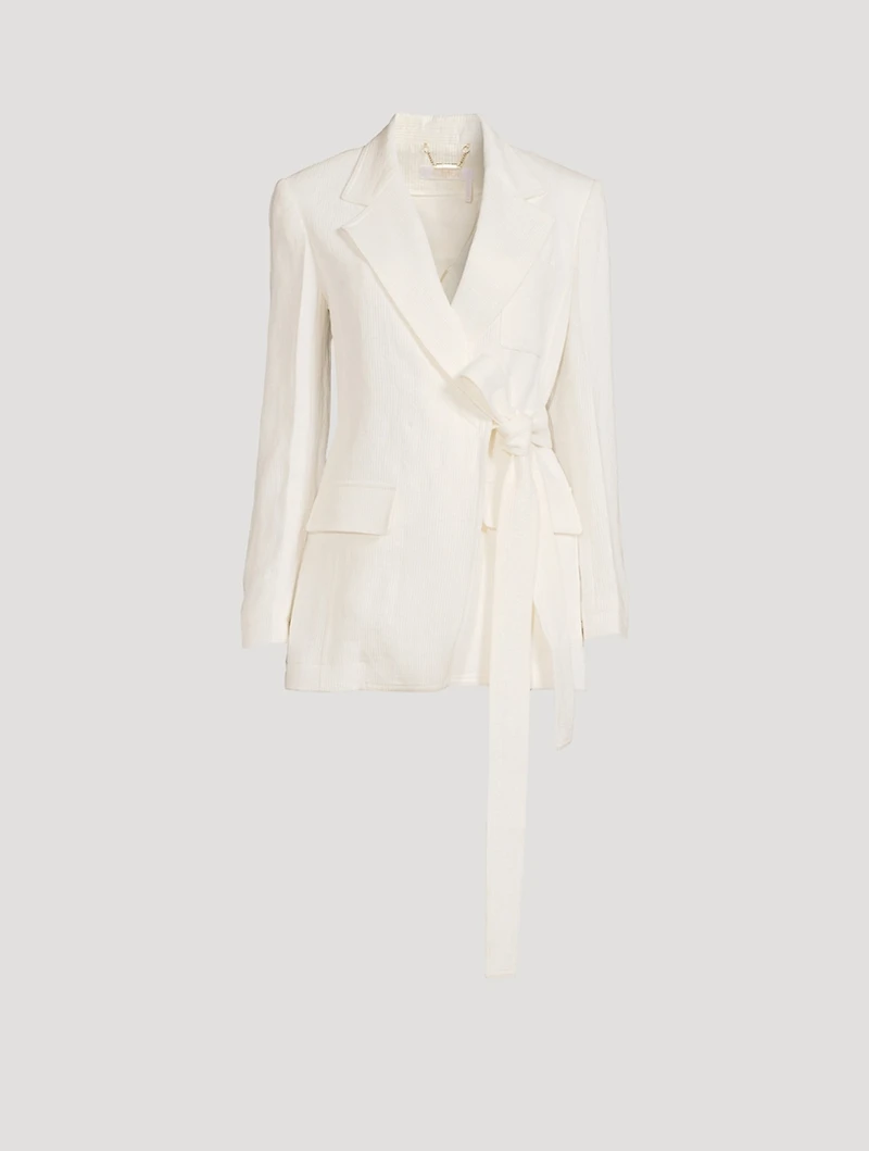Side-Tie Linen Jacket