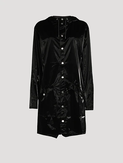 Velvet Long Jacket With Hood