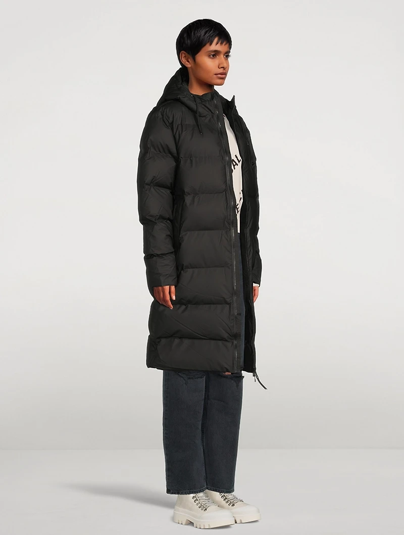 Long Puffer Jacket With Hood