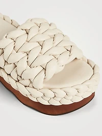 Wavy Braided Leather Flatform Sandals