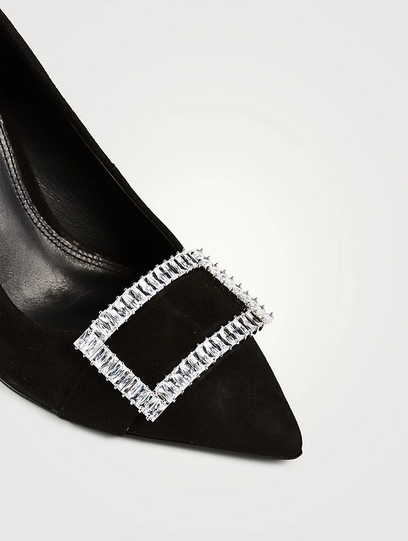 Rania Suede Pumps With Crystal Buckle