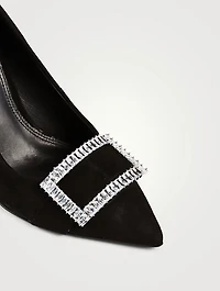 Rania Suede Pumps With Crystal Buckle