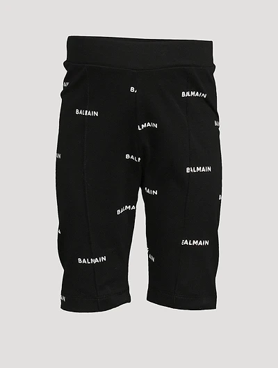 Kids Cotton Bike Shorts Logo Print