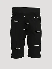 Kids Cotton Bike Shorts Logo Print