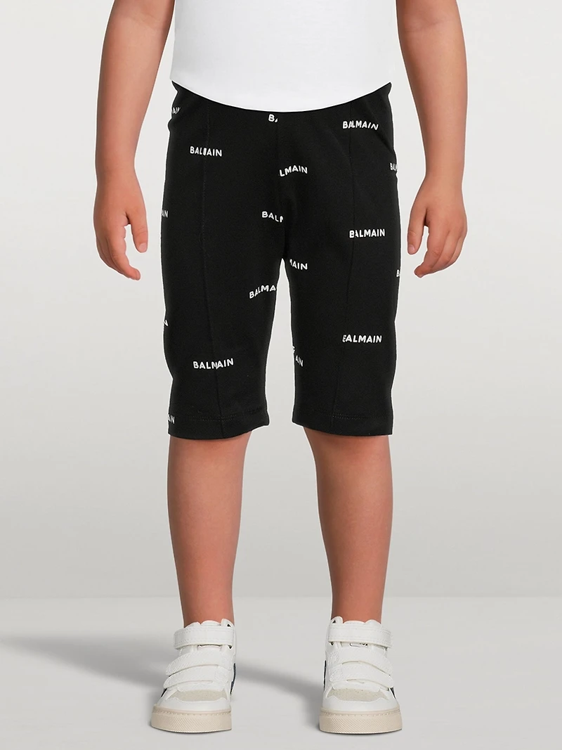 Kids Cotton Bike Shorts Logo Print