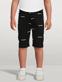 Kids Cotton Bike Shorts Logo Print
