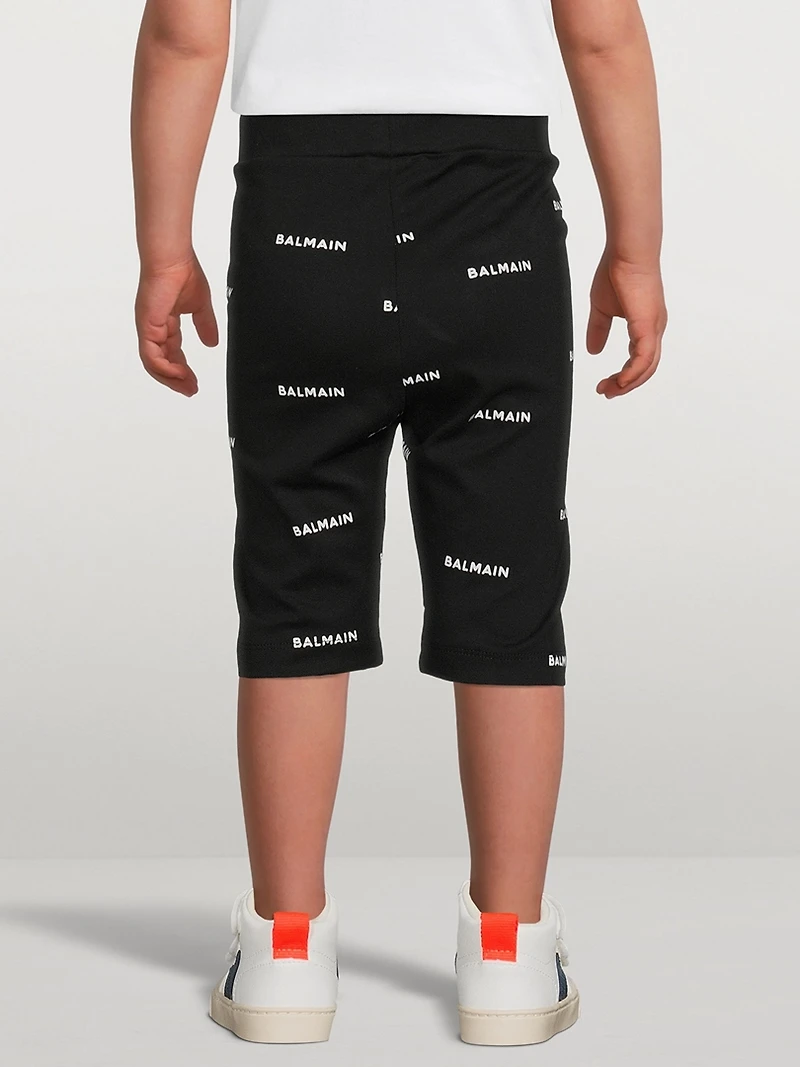 Kids Cotton Bike Shorts Logo Print