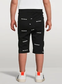 Kids Cotton Bike Shorts Logo Print