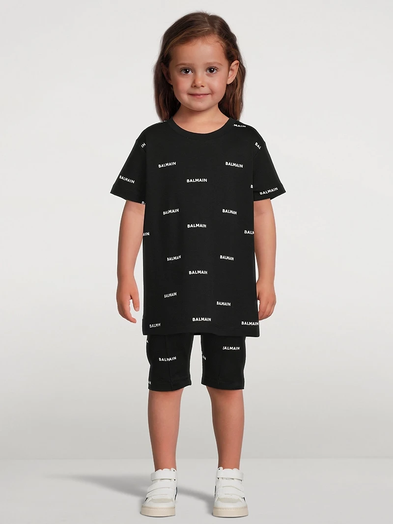 Kids Cotton Bike Shorts Logo Print