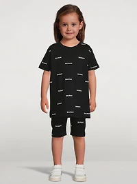 Kids Cotton Bike Shorts Logo Print