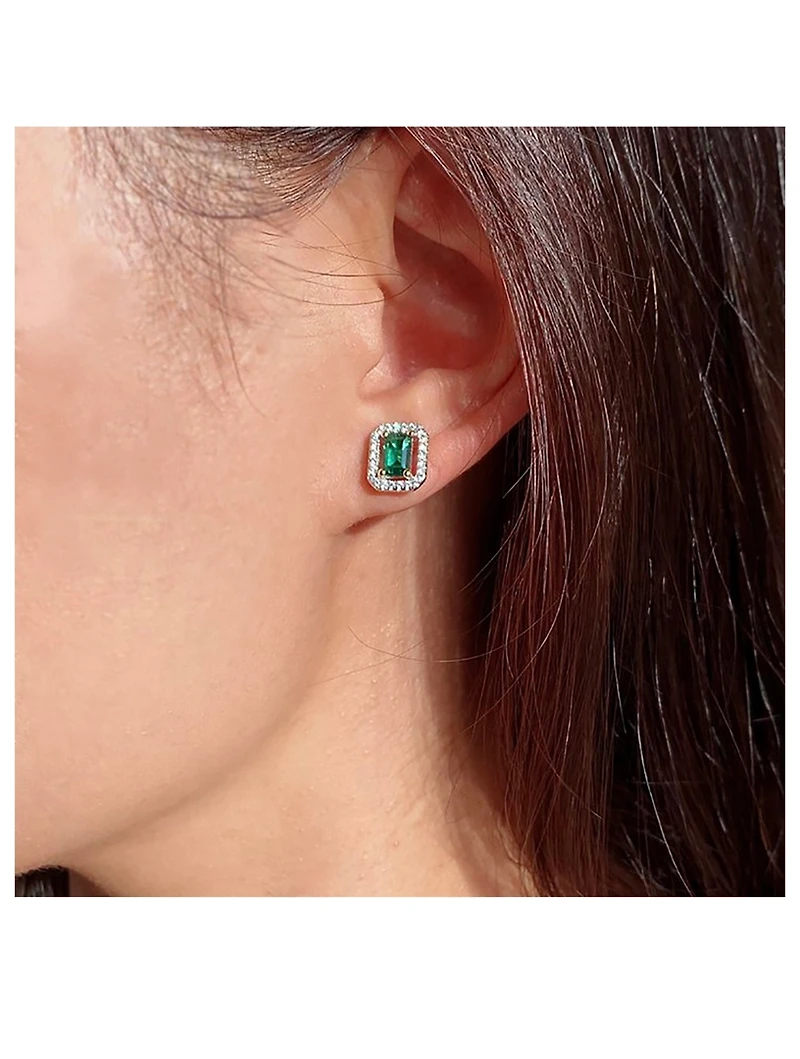 Eton Emerald Borderset Stud Earrings