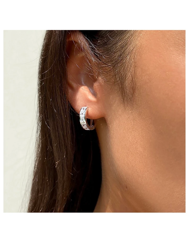 Waverly Princess Bezel Hoop Earrings