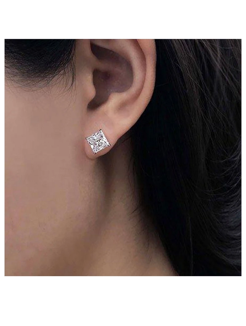 9K White Gold Chester Princess Stud Earrings