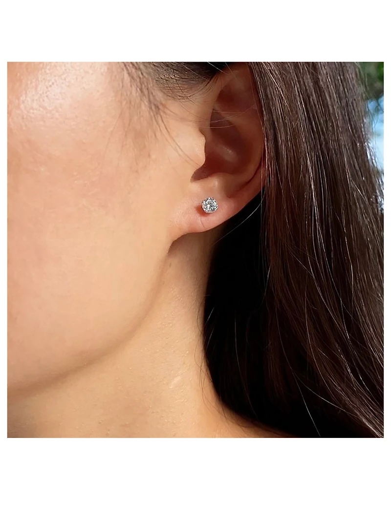 9K White Gold Eternal Four Prong Round Stud Earrings