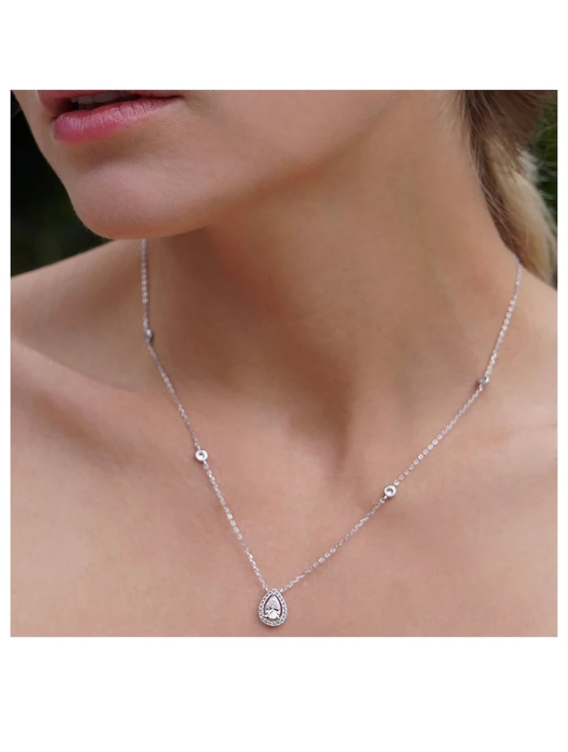 Emile Pear Borderset Pendant Necklace