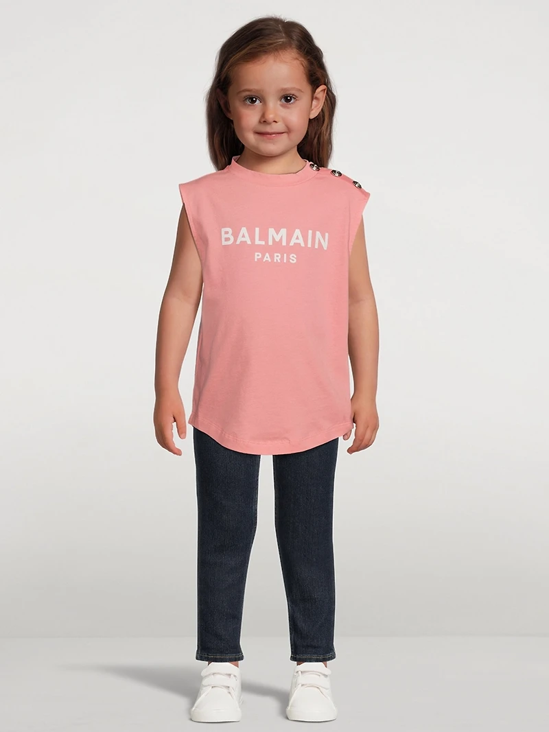 Kids Cotton Logo Sleeveless T-Shirt