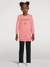 Kids Cotton Sweatshirt Dress With Logo