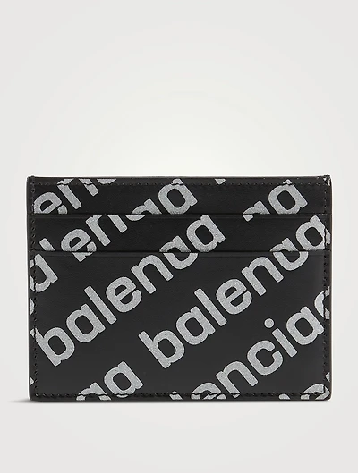 Leather Card Case In Reflective Print