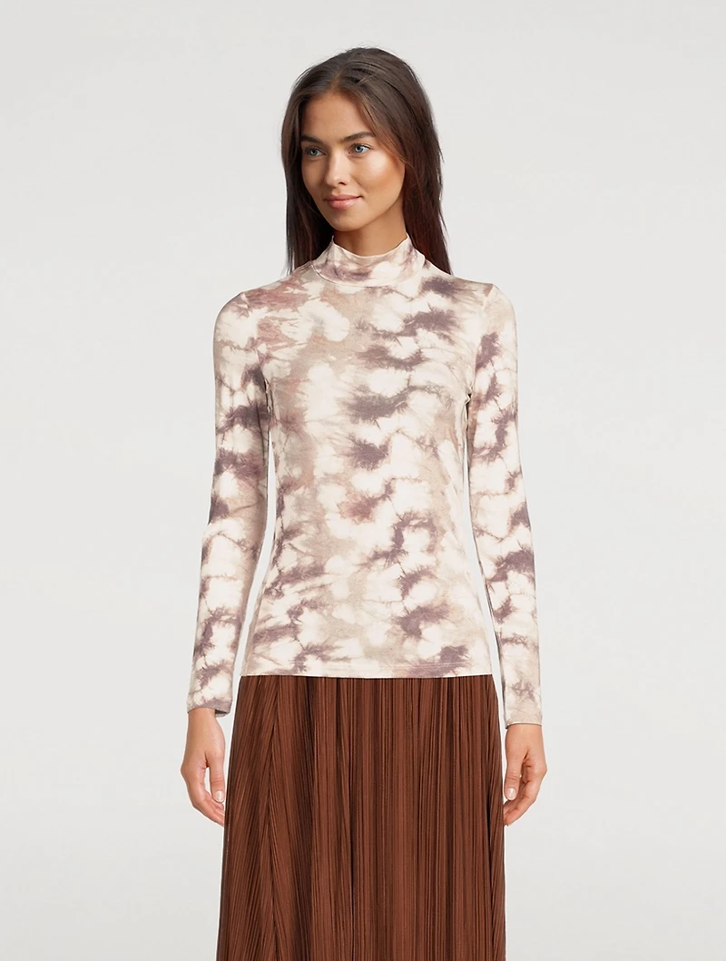Elsi Turtleneck Top Tie-Dye Print