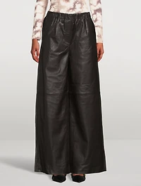 Jewel Wide-Leg Leather Trousers