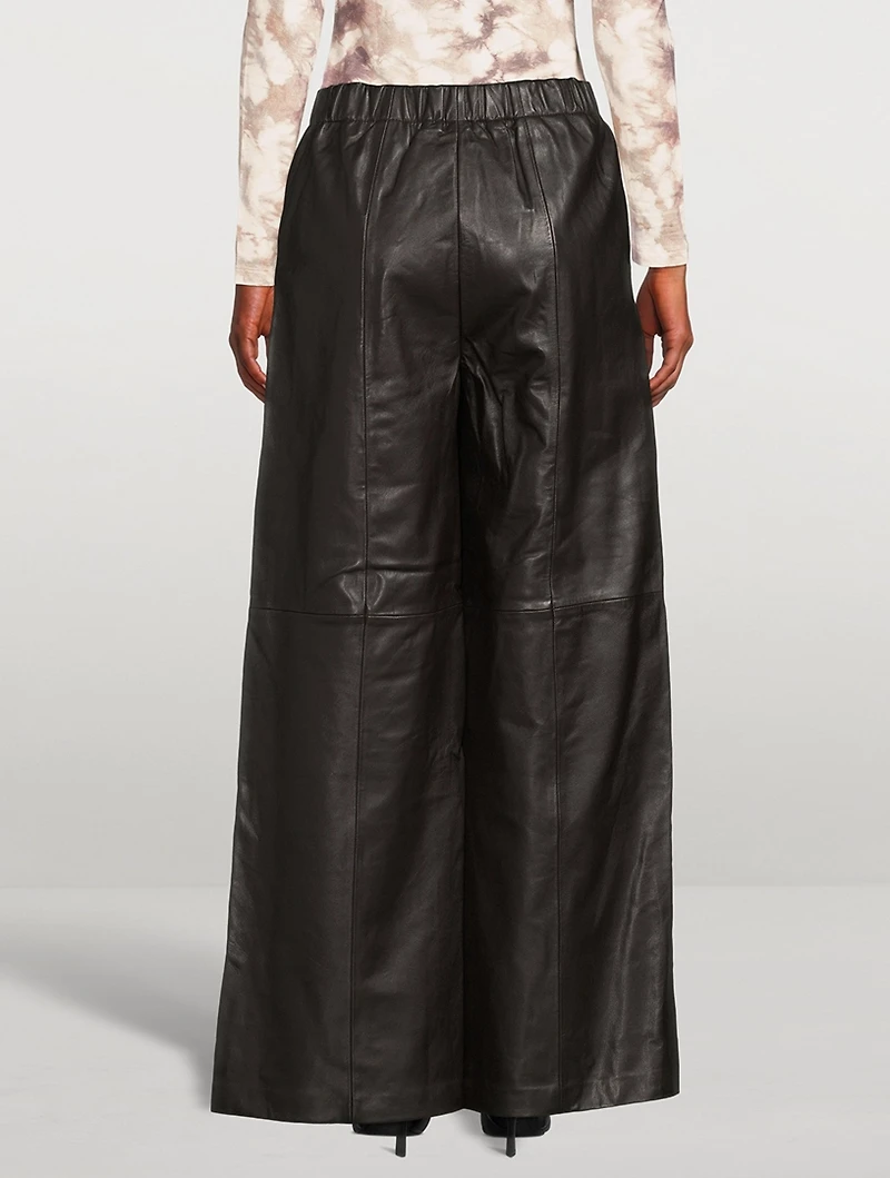 Jewel Wide-Leg Leather Trousers