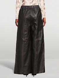 Jewel Wide-Leg Leather Trousers
