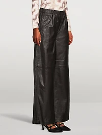 Jewel Wide-Leg Leather Trousers