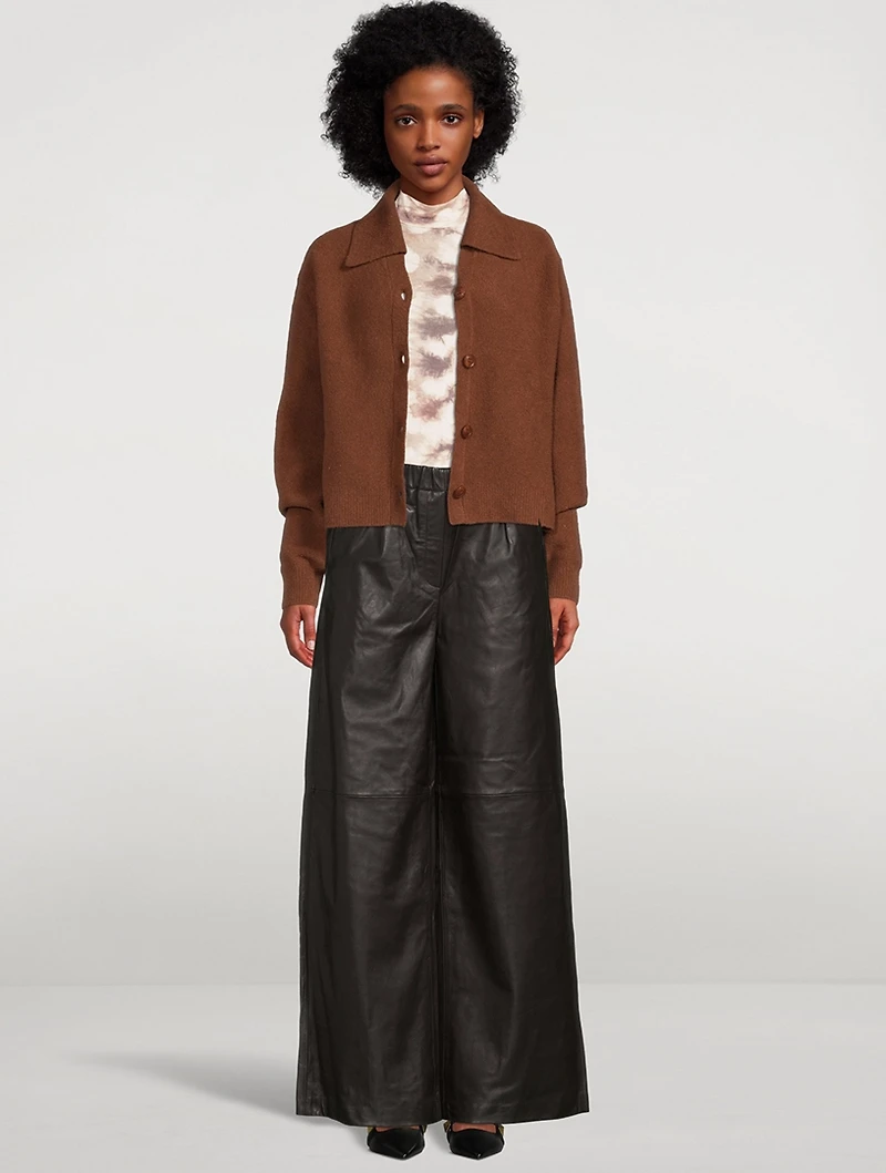 Jewel Wide-Leg Leather Trousers