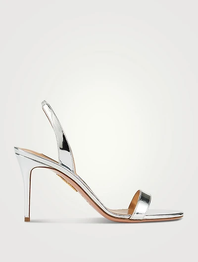 So Nude Metallic Leather Slingback Sandals